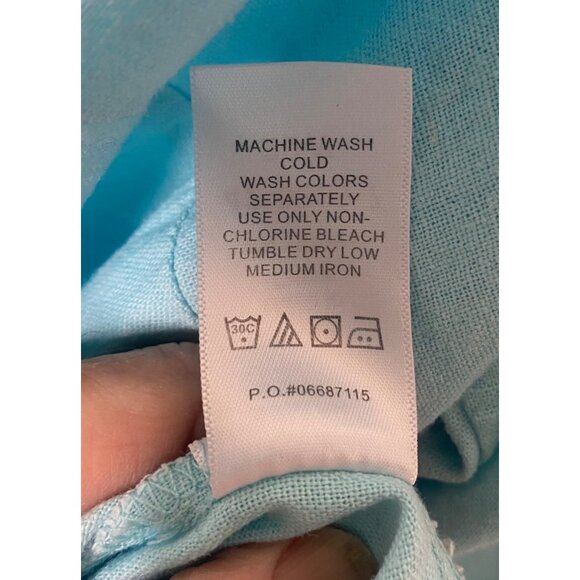 Jessica London Top Womens 20W Blue Embroidered Linen Blend Tunic Plus Size Coast - Picture 7 of 12